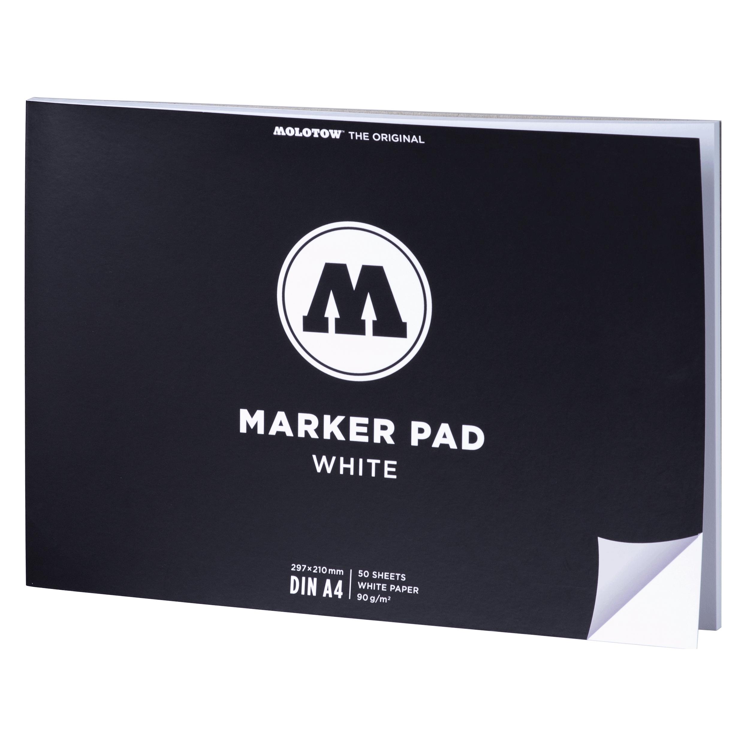 Molotow Qualtitätszeichenblock Marker Pad A4 white quer 90 g/qm 50 Blatt (A4 quer) (MO801210)