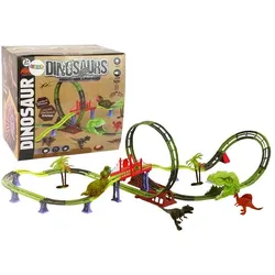 Lean Toys Dinosaurier-Eisenbahnschienen-Sound-Licht-Zubehör