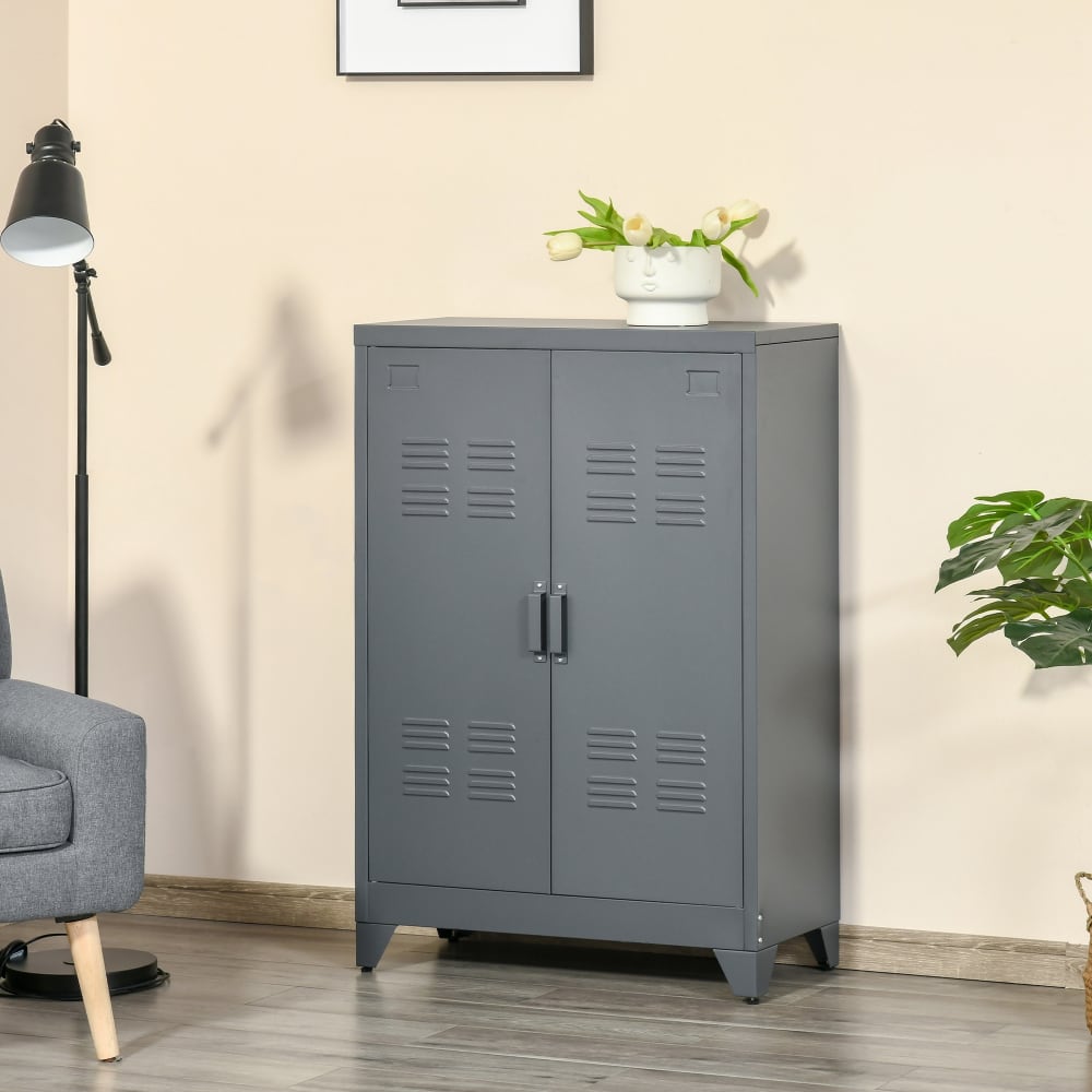 Homcom Armario metálico 75x33x110 cm gris