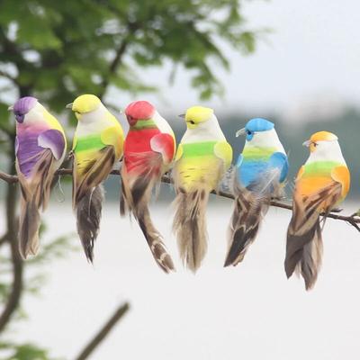 The Handy Homestead 6PCS Artificial Feather Bird   Fake Birds Christmas Decoration Foam Animal   Wedding Home Garden Ornament Gift Craft Bir Color: 6pcs B