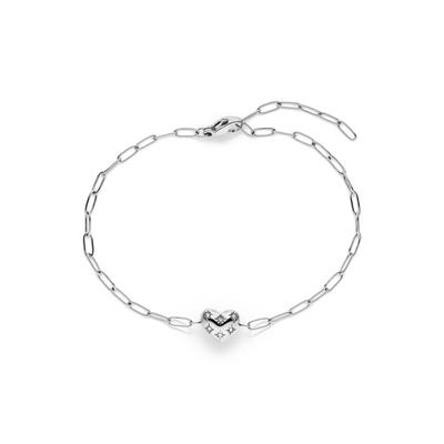 Armband TAMARIS "Schmuck Geschenk Edelstahl Valentines, Herz", edelstahlfarben, kristallweiß, kristallweiß, Armbänder, Damen, 21cm, Edelstahl, Armband, mit Zirkonia (synth.)