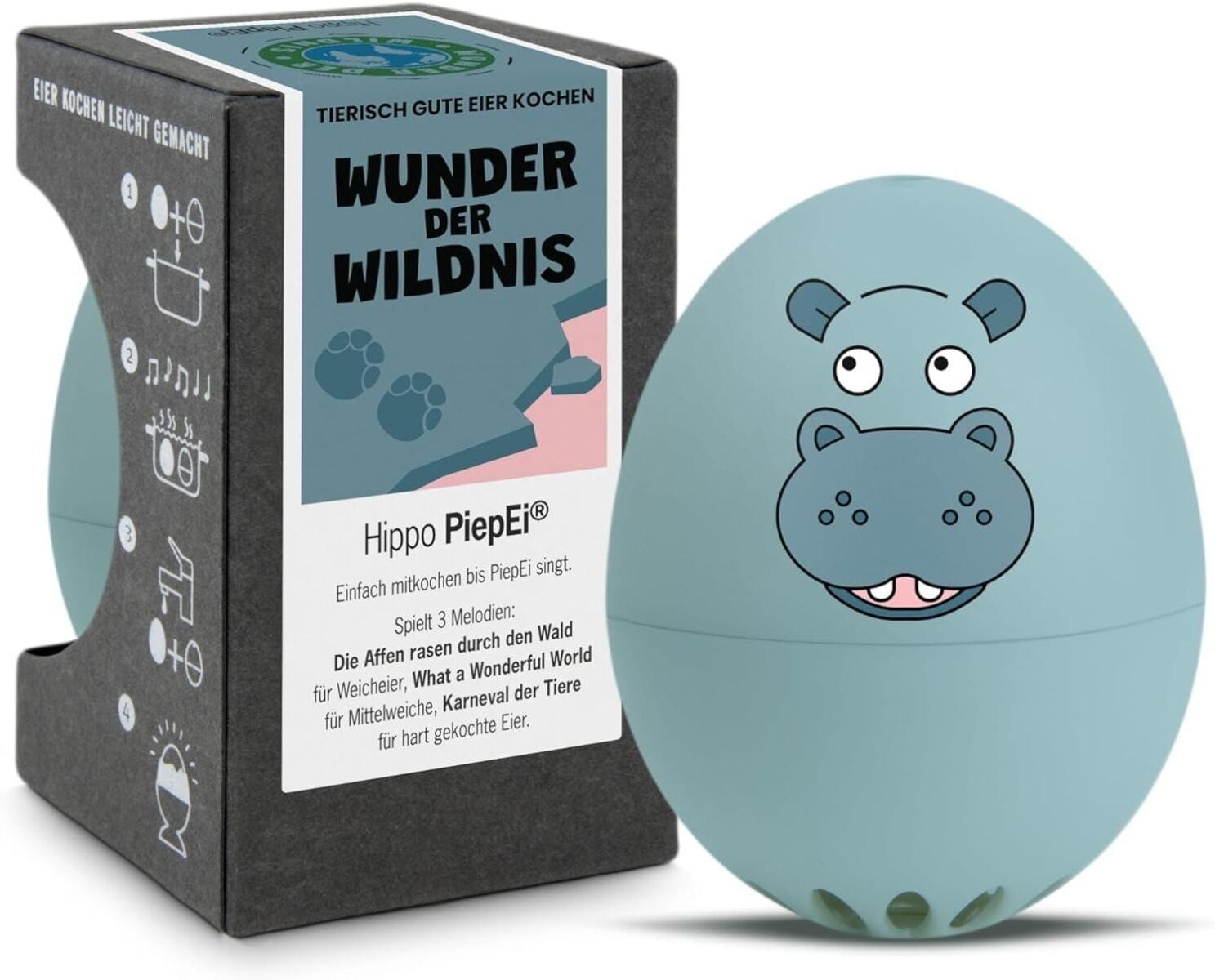 Küchentimer "PiepEi Singende Eieruhr Hippo", blaugrau, Wecker, Küchentimer blaugrau Einheitsgröße