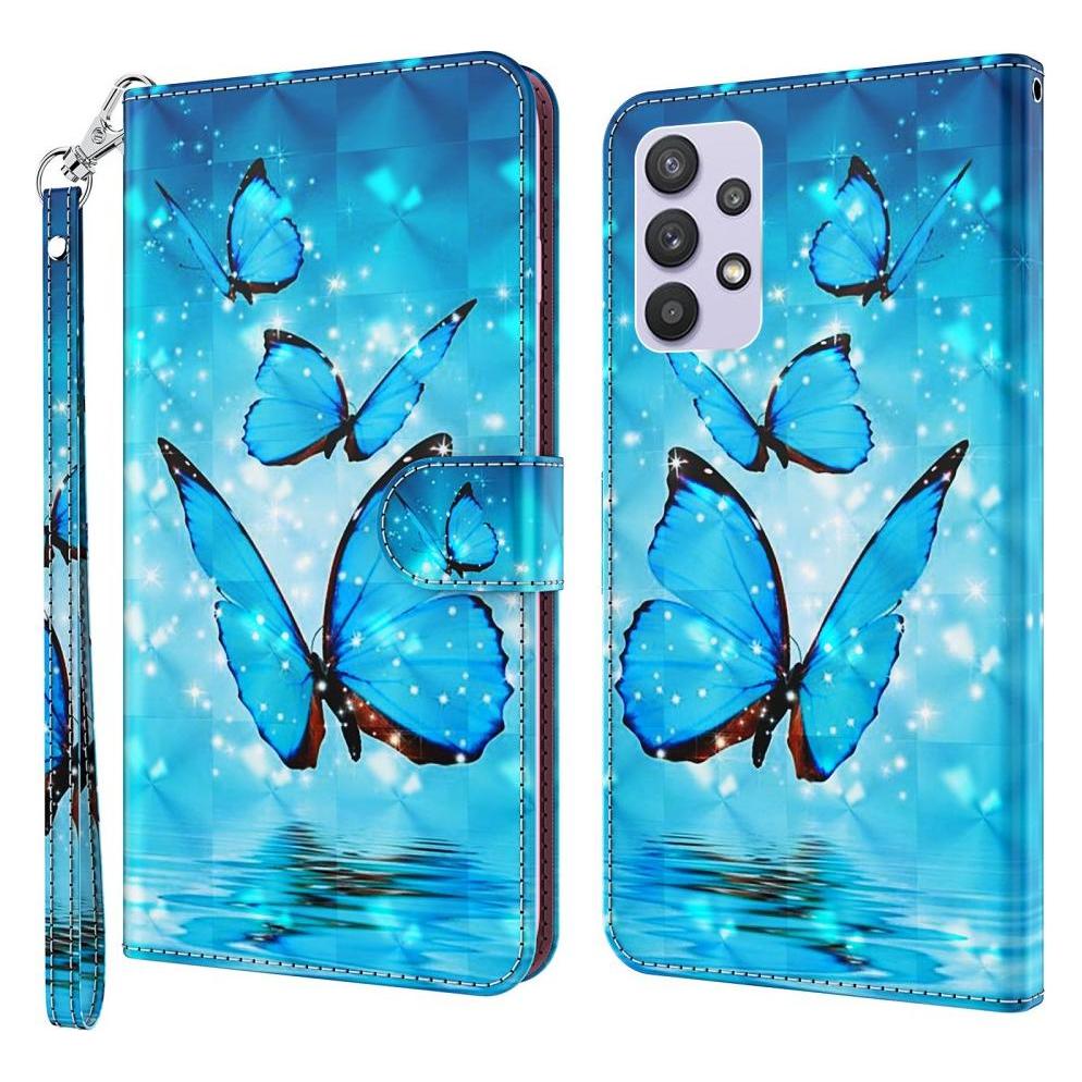 Cover-Discount Galaxy A32 5G - Etui Glitzer Effekt Schmetterling blau (Samsung Galaxy A32 5G) (101232157G)