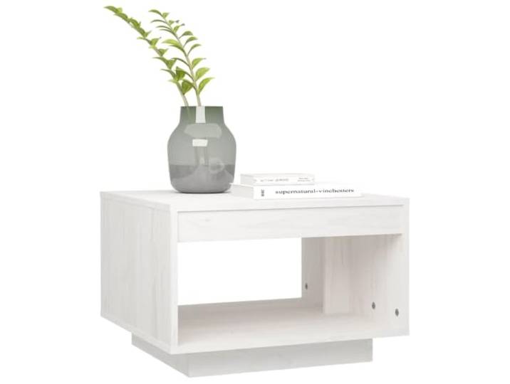KTHLBRH Couchtisch Weiß 50 x 50 x 33,5 cm Massivholz Kiefer Modernes Design, robuste Tischplatte für Snacks und Getränke, Ablage, leicht zu reinigen, Montage erforderlich
