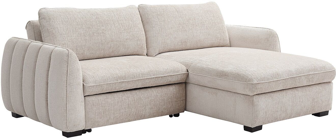 Vente-unique Ecksofa zum Ausklappen und wendbar aus beigem meliertem Stoff - MONAVI