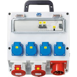 as-Schwabe CEE-Stromverteiler Fixo 1, Wandverteiler, für außen, 4x Schutzkontakt 230V & 2x CEE 400V / 16A
