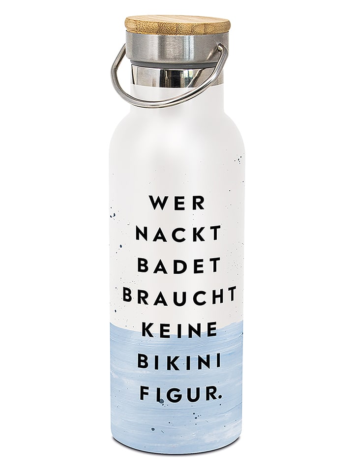 ppd Edelstahl-Thermoflasche "Bikinifigur" in Weiß/ Hellblau - 500 ml - onesize