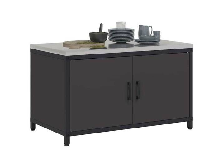 Meuble de rangement de cuisine - - Noir - Acier - 90x50x53 cm - Modulaire - 1 étagère - 2 portes