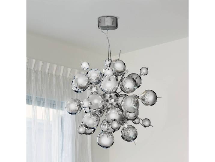 Searchlight Hängeleuchte Molecule, chrom / silber, für Wohn- / Esszimmer, Metall, Modern