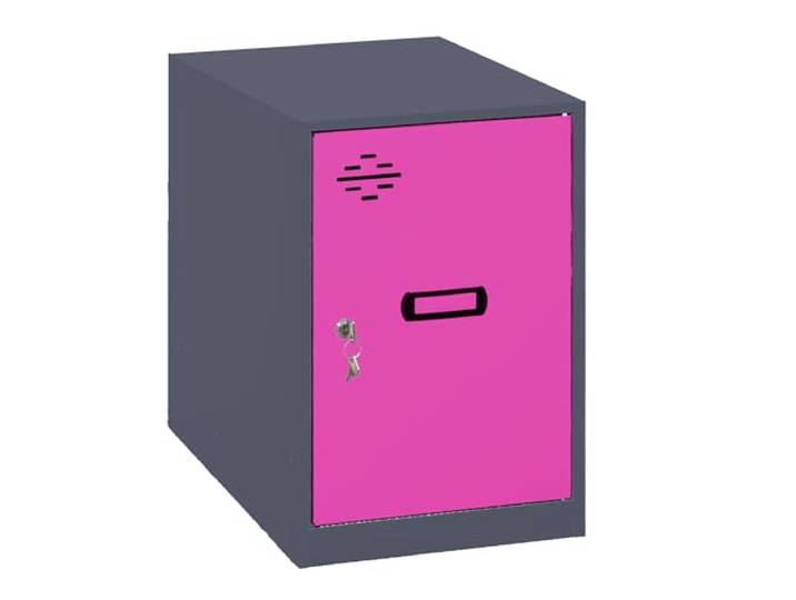 Simon Rack Simonlocker Kommode, klein, 475 x 400 x 500 mm, Amario aus Metall, mit Schlüssel, Anthrazit/Rosa