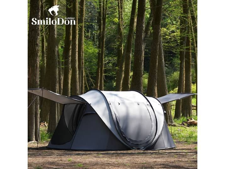 Smilodon-Tente tunnel pop-up automatique pour l'extérieur, tente à une touche, construction rapide, grand équipement de camping, revêtement argenté, 4 à 8 prêts hypothécaires