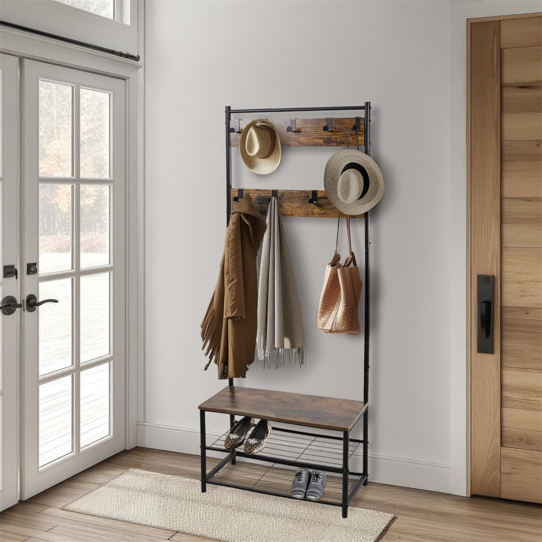 Borough Wharf Aleli Hall Tree 70.5cm Wide Gray Brown 178cm H X 70.5cm W X 32cm D