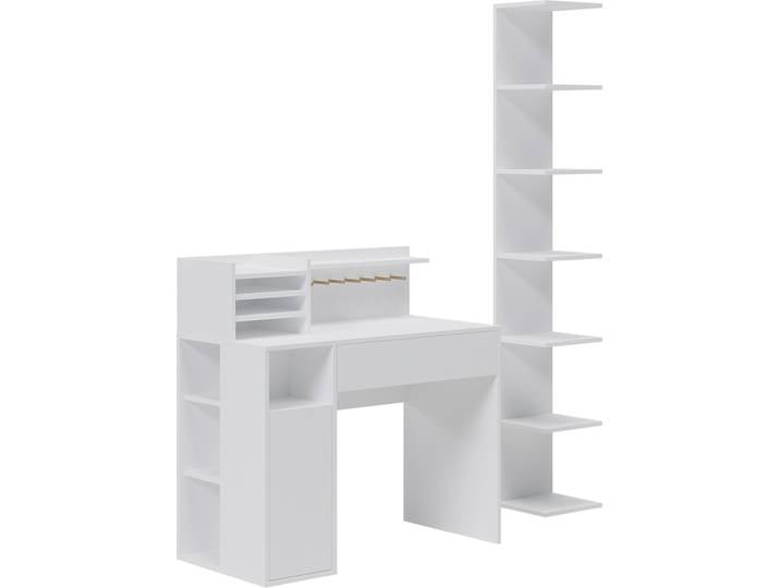 Bureau Vicco Blanc 2 parties\, avec bibliothèque\, Model 41631