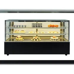 Kühl- & Kuchenvitrine - 2000mm - Doppelverglasung - Schwarz - Gastronomie-Vitrine - Profi-Kühlvitrine