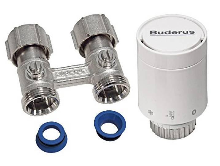 Buderus Thermostatkopf Set mit Zweirohrarmatur Durchgangsform für VC/VCM Heizkörper