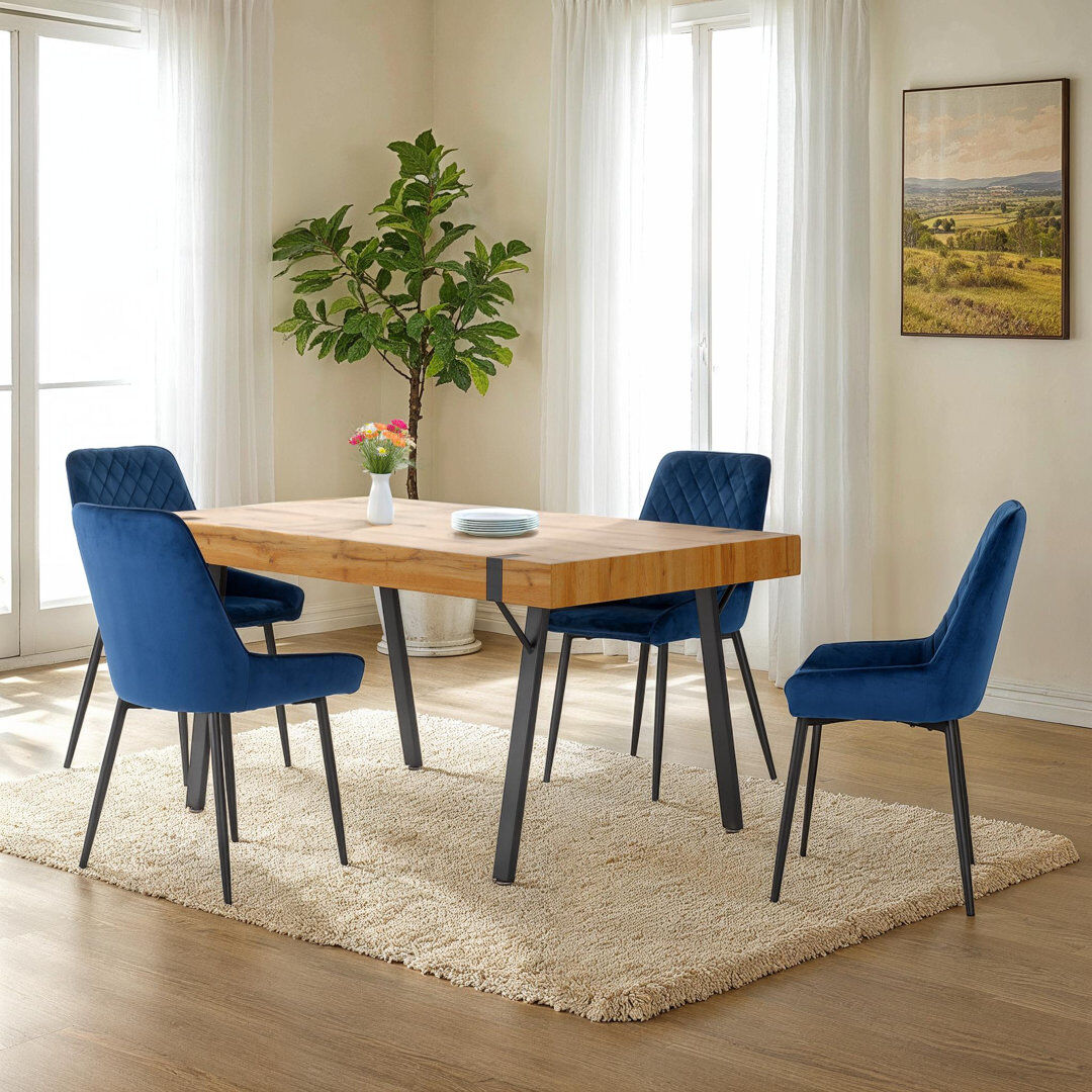 George Oliver Alcott 4 -Person Dining Set Sapphire Blue 4