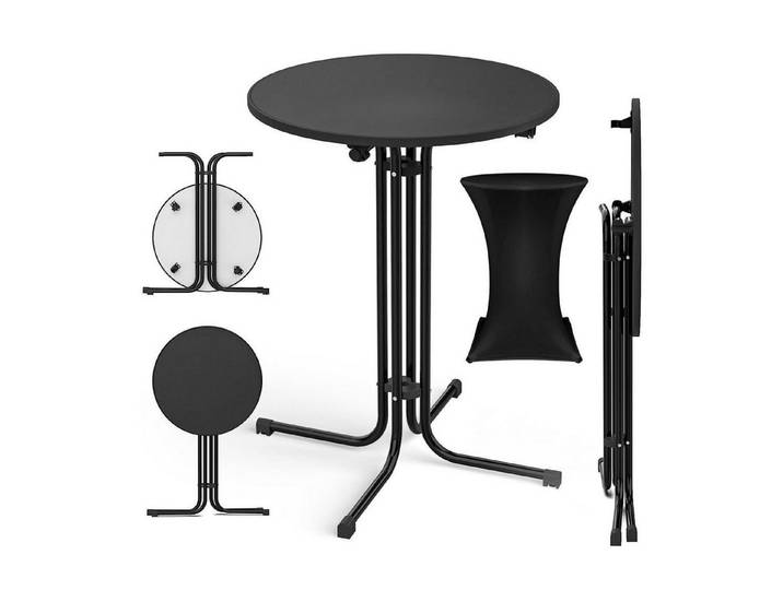 LuxusKollektion Stehtisch Stehtisch klappbar rund 80cm schwarz (1-St)