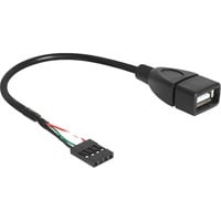 USB 2.0 Kabel, 4 Pin Header > USB-A Buchse, Adapter schwarz, 20cm