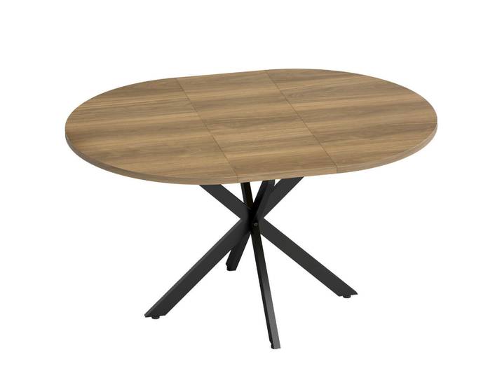 Homcom Ausziehbarer-Esstisch MDF Stahl Braun, Metall, Nachbildung, Rund, X-Form, 100x75x135 cm, Esszimmer, Esstische