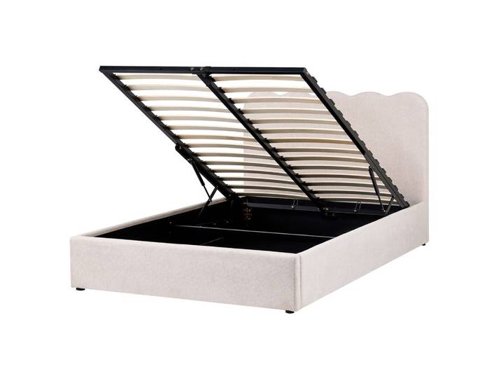 BETT mit Stauraum 140/200 Stoff Hellbeige Nanterre
