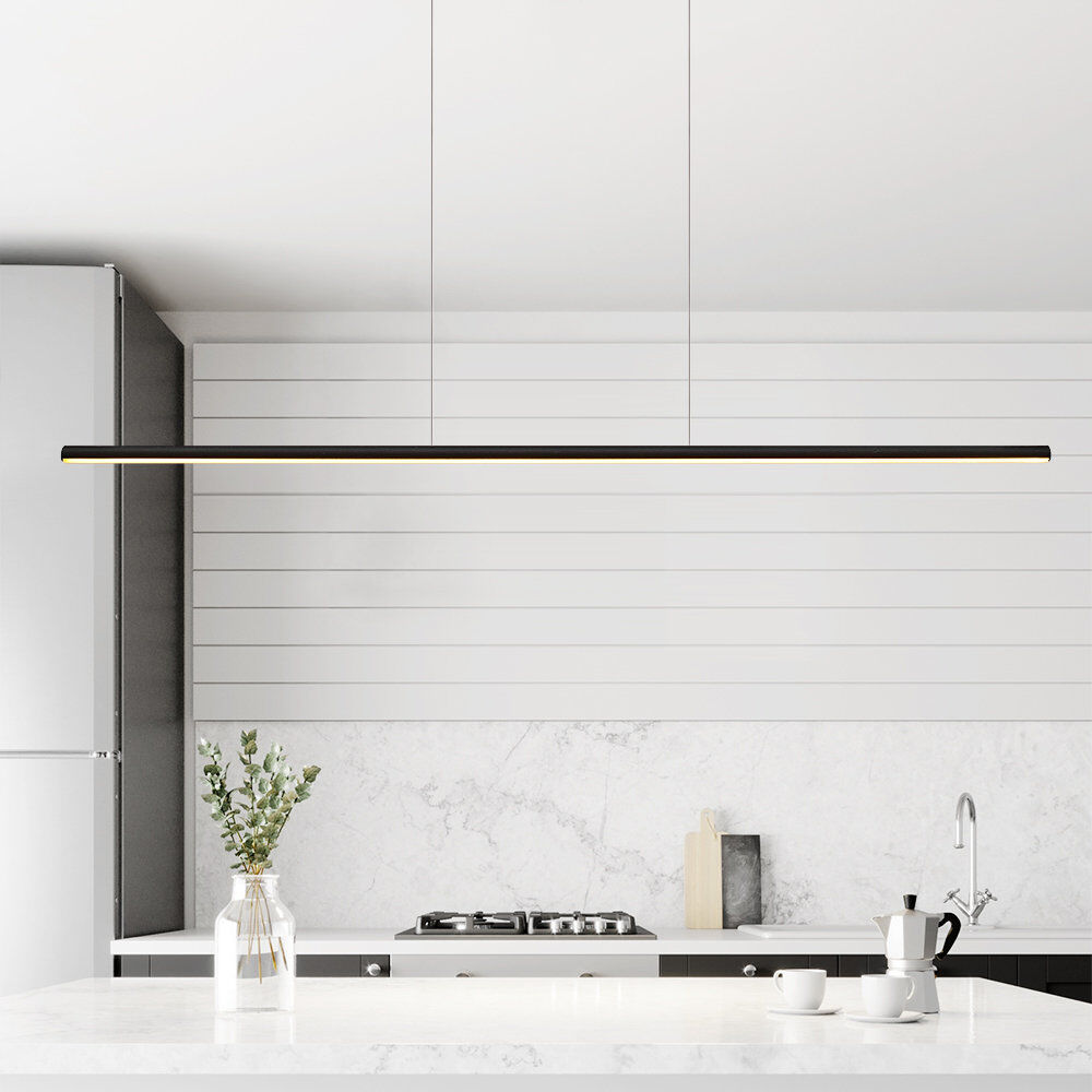 Ivy Bronx Popponesset 1-Light LED Dimmable Kitchen Island Linear Pendant Matte Black 1cm H X 104cm W