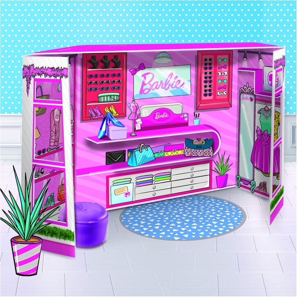 Lisciani Barbie Fashion Boutique Doll and Accessories for Kids, Includes Instant Styling Fun, Buildable Boutique