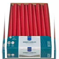 METRO PROFESSIONAL Tafelkerzen, Paraffin, 2.2 x 24 cm, Brenndauer 7 Stunden, bordeaux, 30 Stück