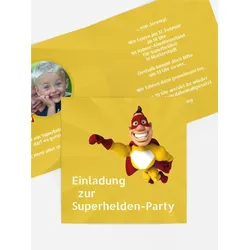 Einladung Kindergeburtstag selbst gestalten mit Spruch und Fotos im Onlinedesigner bei Meine-Kartenmanufaktur.de