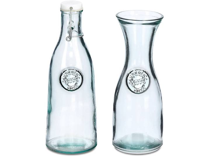Karaffe ZELLER PRESENT, transparent, H:28cm Ø:10cm, Glas, Kunststoff, Karaffen, Karaffe, Recycled Glas