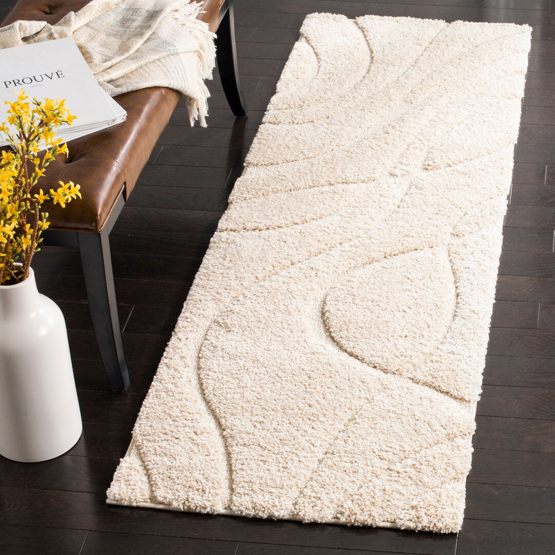 Blue Elephant Florda Shag Area Rug Beige Runner 69 x 152 cm