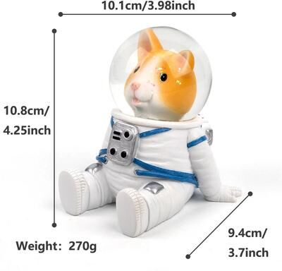 Uplift Treasures Astronaut Crystal Ball Figurine Cute Cartoon Spaceman Desk & Shelf Decor cat