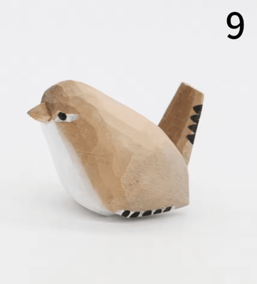 Inspire Curations Hand Carved Wooden Bird Figurine Mini Handmade Wood Bird Decor Cute Ornament 9