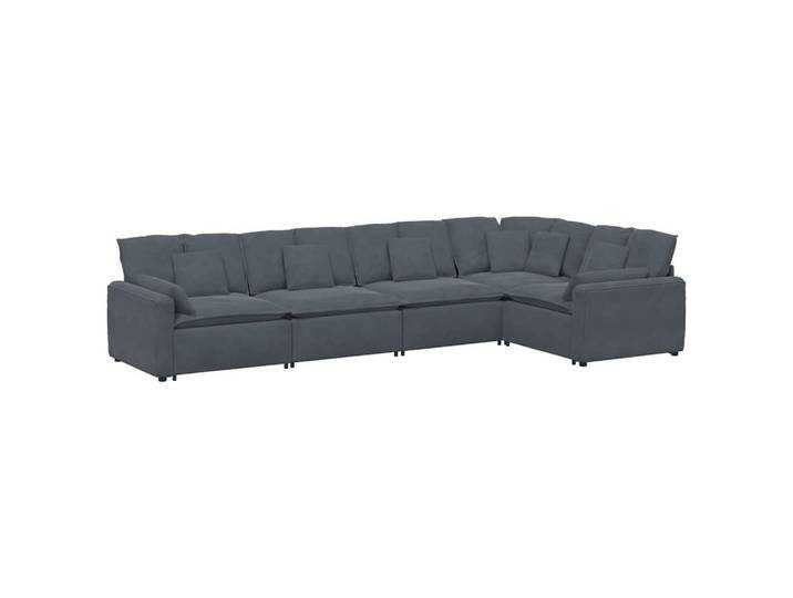 vidaXL Sofa Modulares Sofa mit Kissen Samt Dunkelgrau