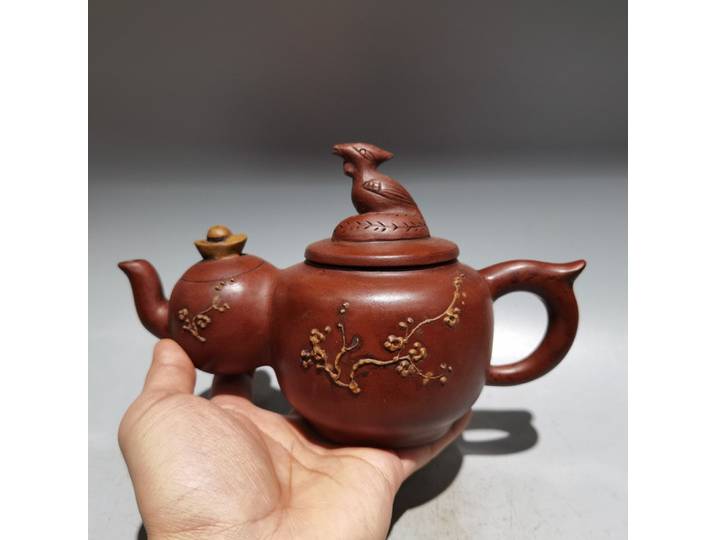 Théière en argile violette Yixing de 6 pouces, collection folklorique du Tibet, modèle Xishi Beauty Statue Pot, théière Guifei, pour la préparation du thé et la prospérité