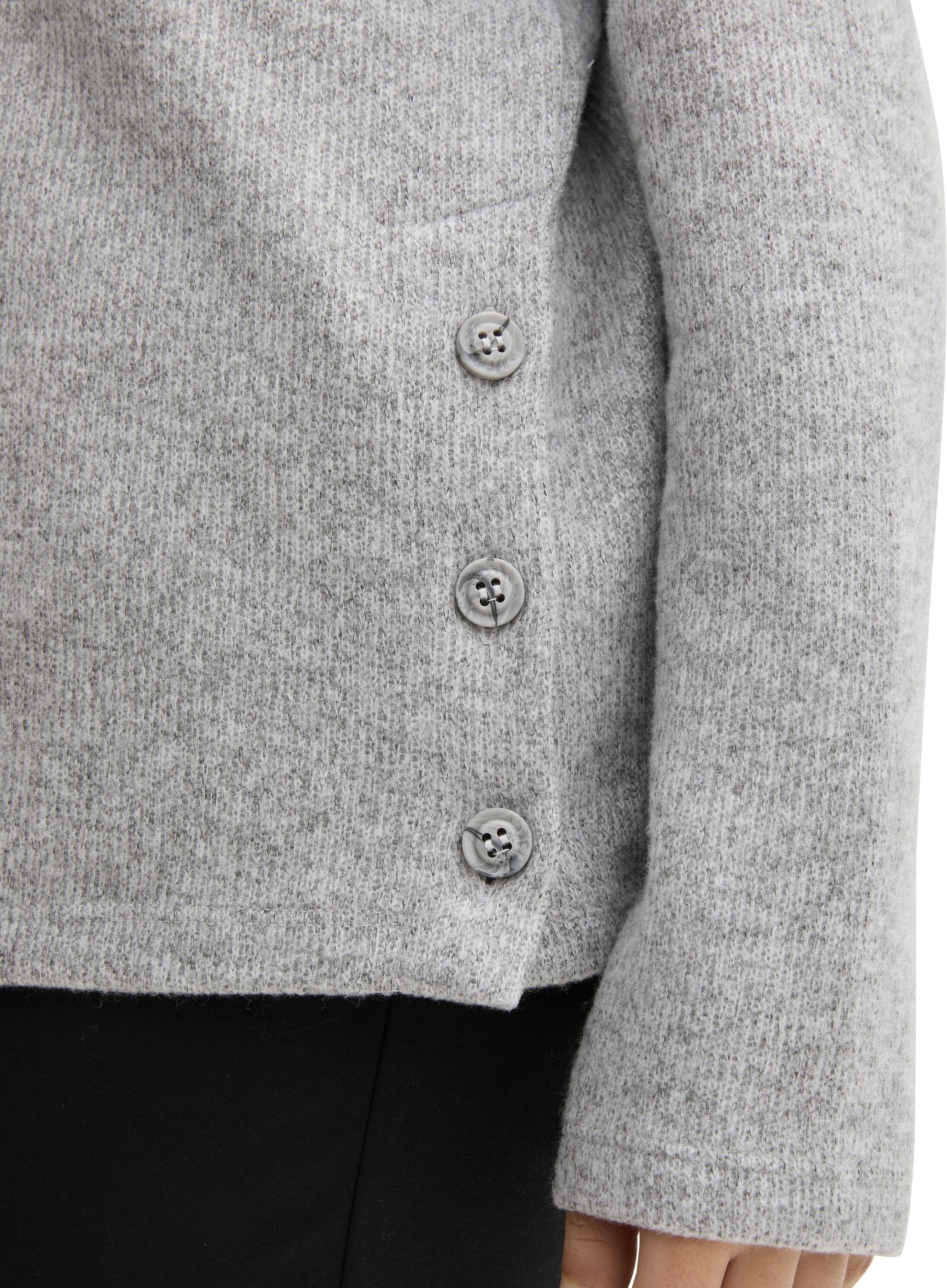 Fleecepullover TOM TAILOR PLUS, Damen, Gr. 44, grau (medium silber grau melange), Web, Obermaterial: 71% Polyester, 28% Viskose, 1% Elasthan, unifarben, bequem hüftbedeckend, U-Boot-Ausschnitt, Sweatshirts Fleecepullover, mit U-Boot-Auschnitt medium silbe
