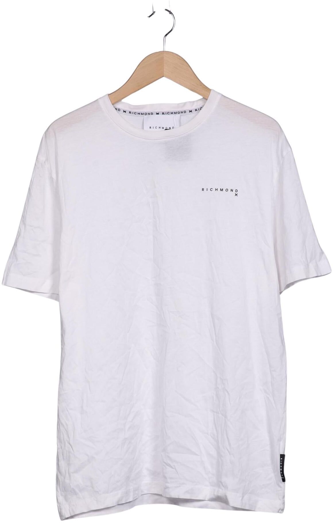 John Richmond Herren T-Shirt, Weiß, Gr. XL, Baumwolle - Second Hand