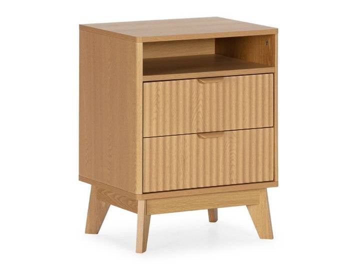 Table chevet Oporto 2 tiroirs 1 étagère effet Chêne