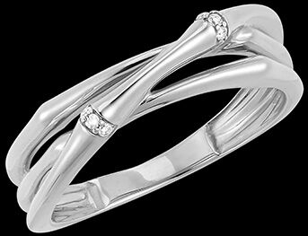 Edenly Ring Heiliger Urwald, 2 verschlungene Reihen, mehrere Diamanten - WeiÃŸg