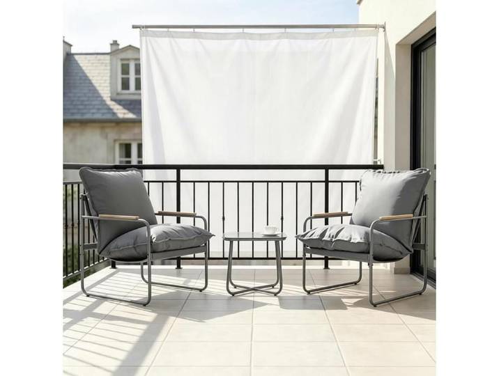 Ensemble mobilier balcon 3 pièces résistant aux intempéries idéal pour terrasse et jardin couleur anthracite