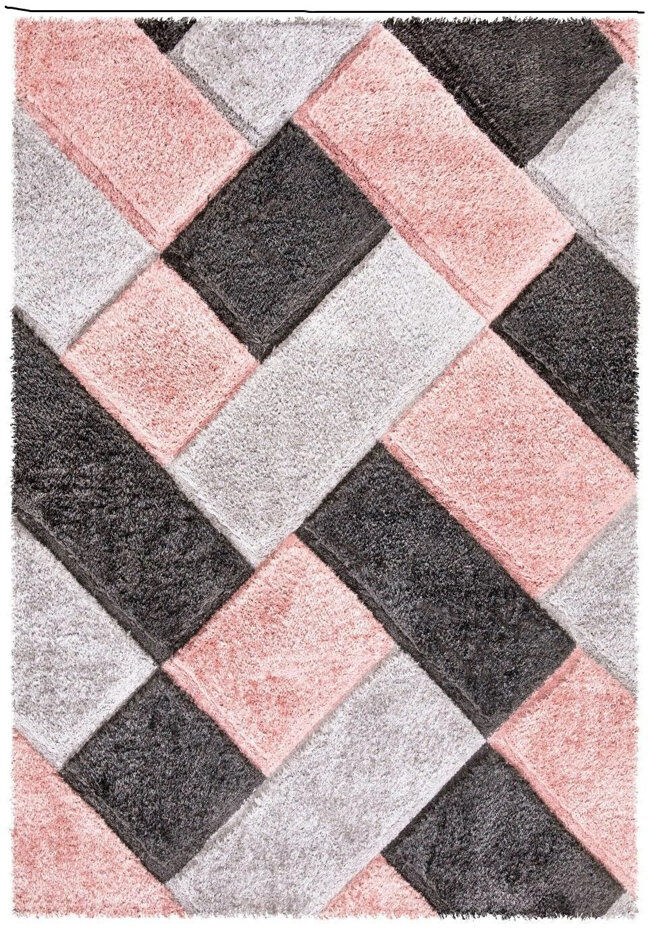 Ebern Designs Rectangle Geometric and Geometric Shapes Shag Pink Rectangle 120 x 170 cm