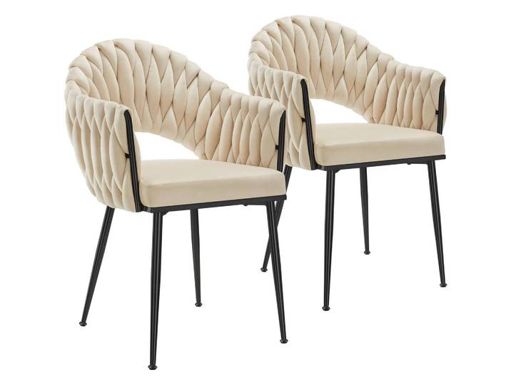 tectake ,,Sandfarben/Schwarz, Sandfarben, Kunststoff, 55x84x57 cm, Esszimmer, Stühle