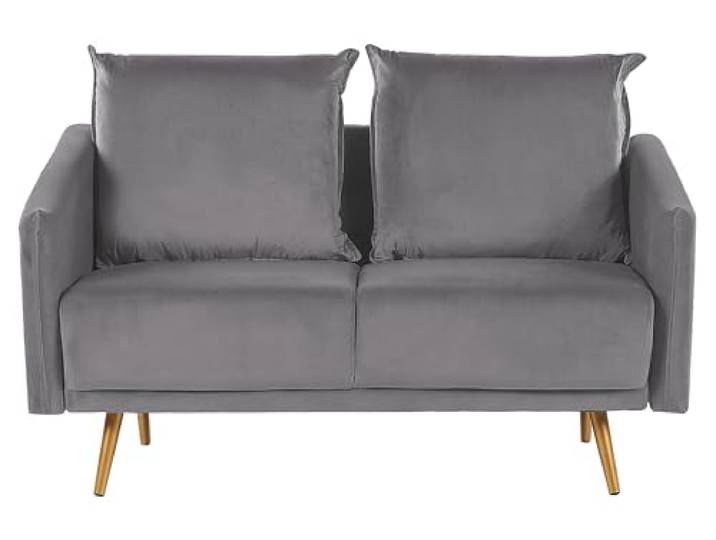 Beliani Modernes 2er Retro-Sofa aus Samtstoff in Grau Maura