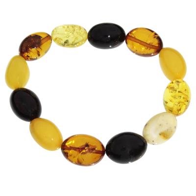 Armband OSTSEE-SCHMUCK "- Olive 18 x 12 mm - Bernstein -" Gr. 19, bunt (mehrfarbig), Armbänder, Damen, Bernstein, Armband