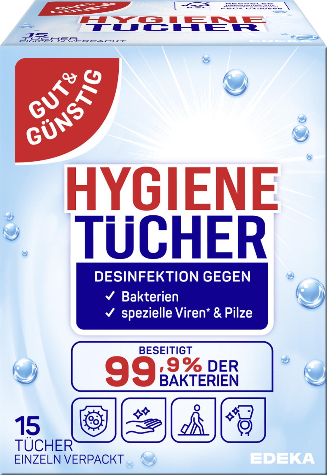 GUT&GÜNSTIG Desinfektionstücher 1-lagig weiß 5524379009
