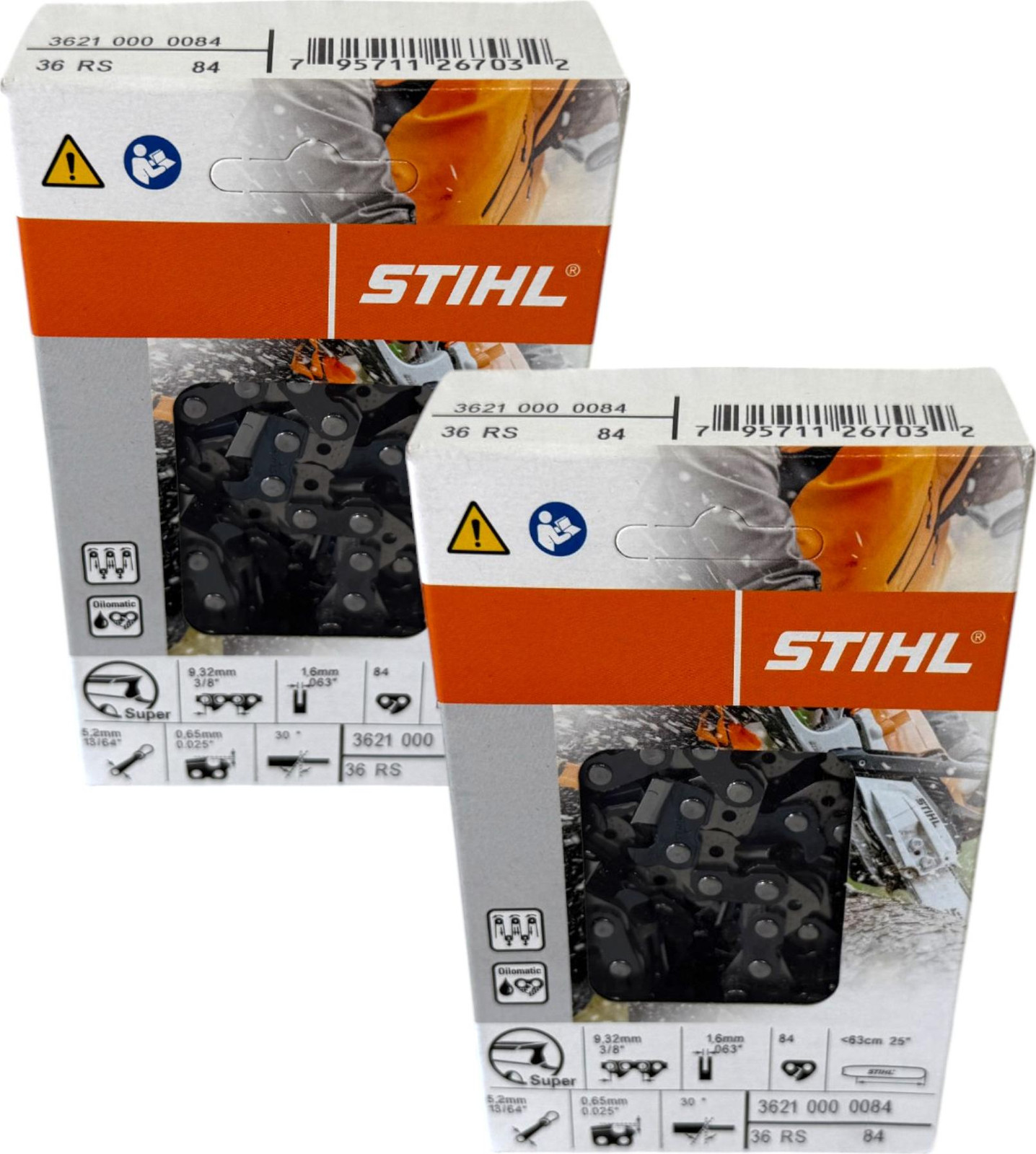 Stihl 2x 3/8" Rapid Super (RS) zaagketting, 63 cm, 1.6 mm, 2 stuks