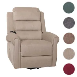 Fernsehsessel HWC-K63, Relaxsessel, Liegefunktion Aufstehhilfe Massage Heizfunktion, Stoff 220g/m2 Chenille ~ creme