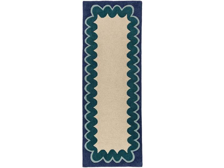Teppich Winona TÜRKISGRÜN Welle, Düne 100 Prozent Wolle 80 x 230 cm - Material: 100% Wolle - Teppich