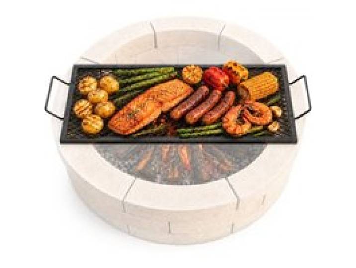 VEVOR 810 x 380 x 25 mm X-Marks Feuerstellen-Grillrost, Rechteckiger Grillrost, Lagerfeuer-BBQ-Grillrost aus Stahl mit Griff, Tragbares Camping-Kochgeschirr für Partytreffen im Freien, Schwarz