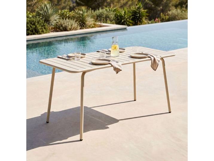 Table de jardin 160x90x73cm en métal beige - BACA