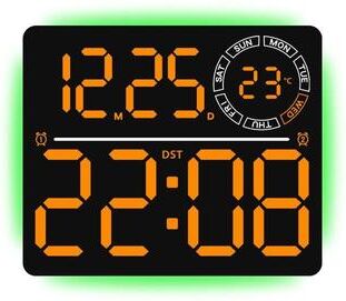 Everyday Crate RGB Ambient LED Digital Wall Clock With Large Display, Dual Alarm & Countdown Timer black Orange